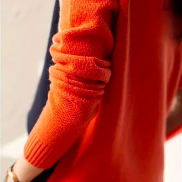 Navy/Tangerine Color Block Sweater - Picture 3 of 4